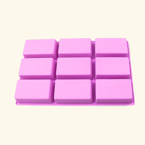 9-Cavity Rectangle Shape Silicone Soap Mould