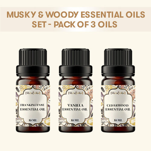 Musky & Woody Essential Oils Set - Pack of 3 Oils